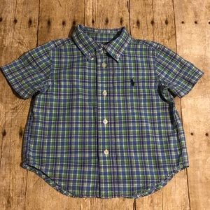 RALPH LAUREN PLAID COTTON POPLIN SHIRT